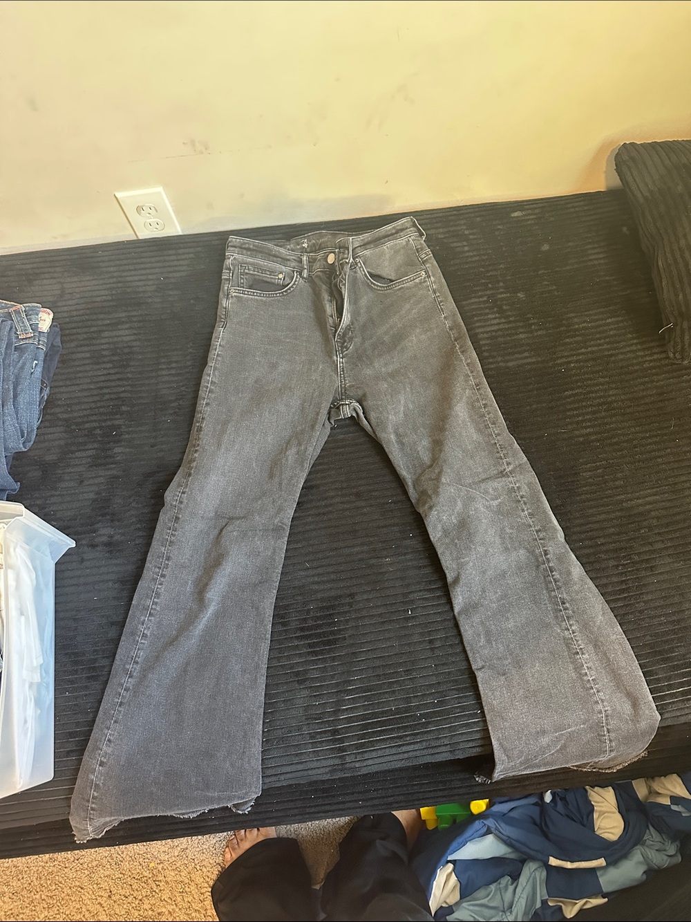 H&M Washed Black Flared Jeans